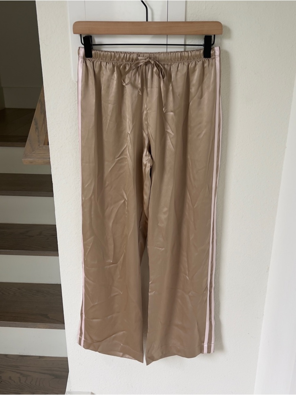 DONNI The Silk Stripe Crop Pull-on Pants In Brown - Tan / Pink - XS - NWT - Picture 4 of 8